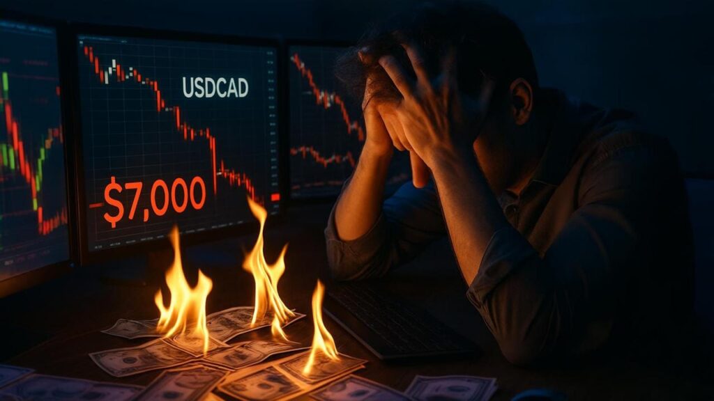 Trader quemando $7,000 USD en operación de USDCAD - Error de gestión de riesgo en forex que todo principiante debe evitar